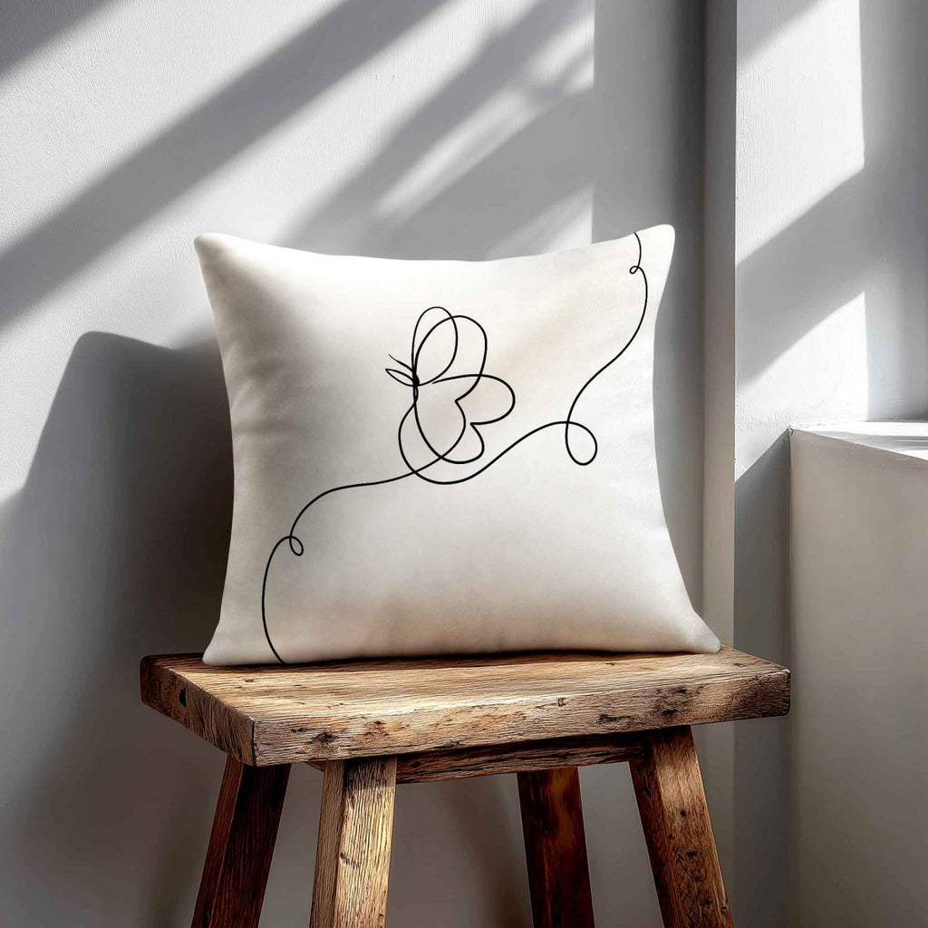 Butterfly | Sustainable Velvet Cushion - White & Black 40 x 40 cm Standard by Izabela Peters