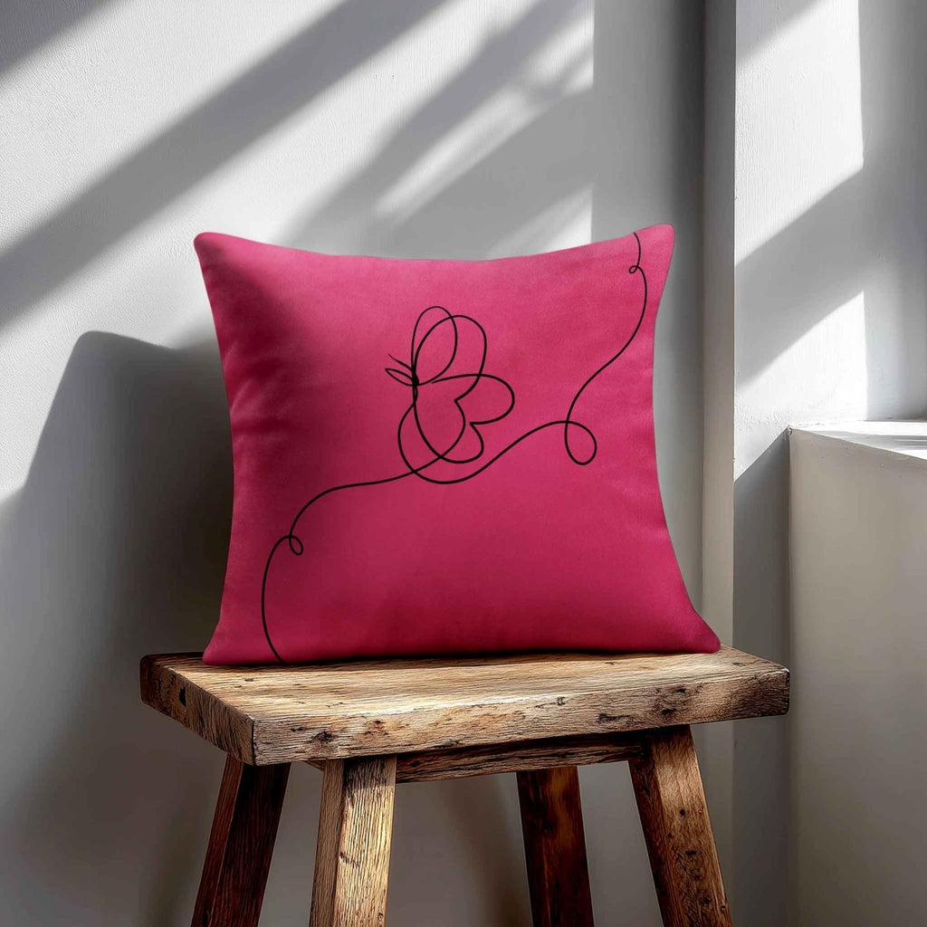 Butterfly | Sustainable Velvet Cushion - Hot Pink 40 x 40 cm Standard by Izabela Peters