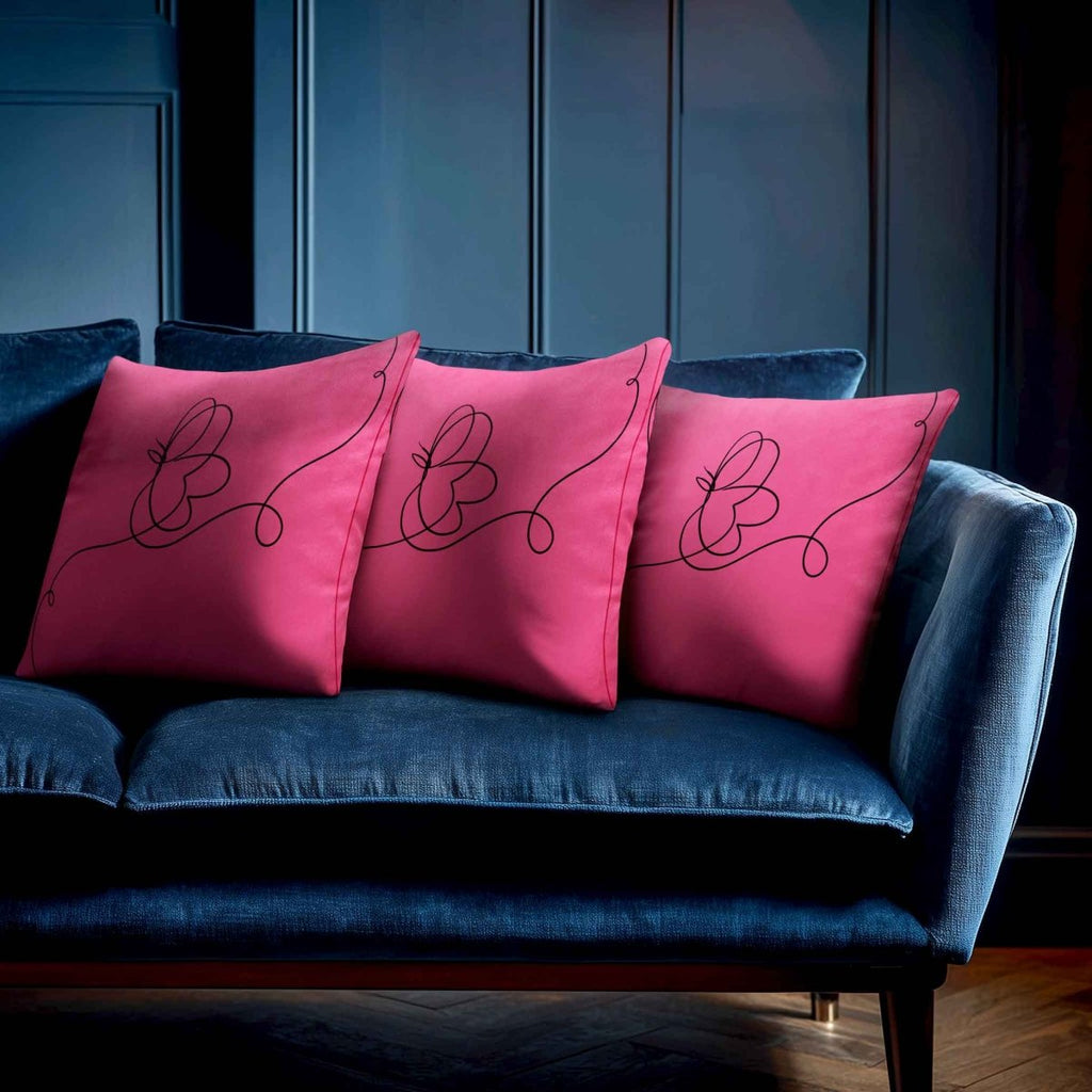 Butterfly | Sustainable Velvet Cushion - Hot Pink 40 x 40 cm Standard by Izabela Peters
