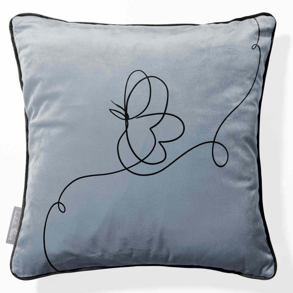 Butterfly | Sustainable Velvet Cushion - French Grey 40 x 40 cm Piped by Izabela Peters