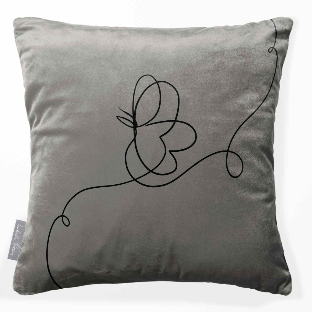 Butterfly | Sustainable Velvet Cushion - Beluga 40 x 40 cm Standard by Izabela Peters