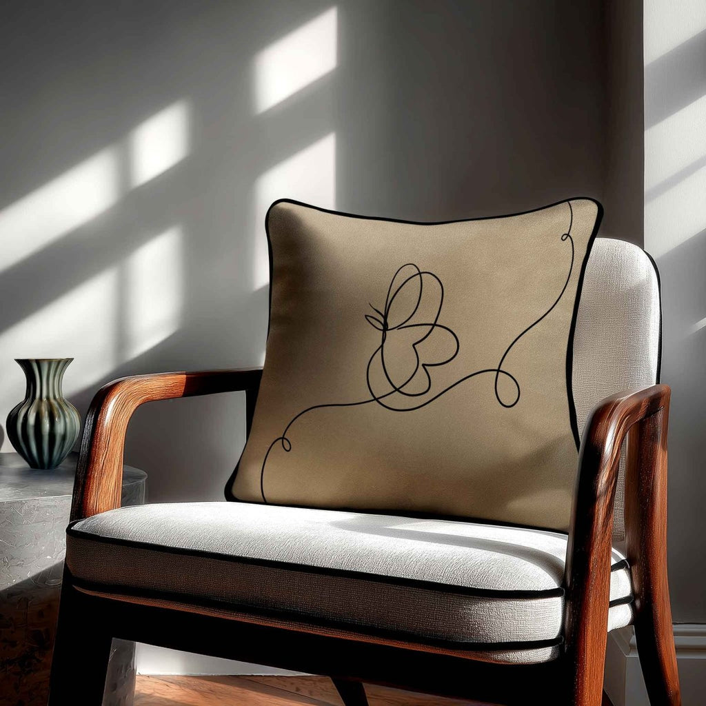 Butterfly | Sustainable Velvet Cushion - Taupe 40 x 40 cm Standard by Izabela Peters