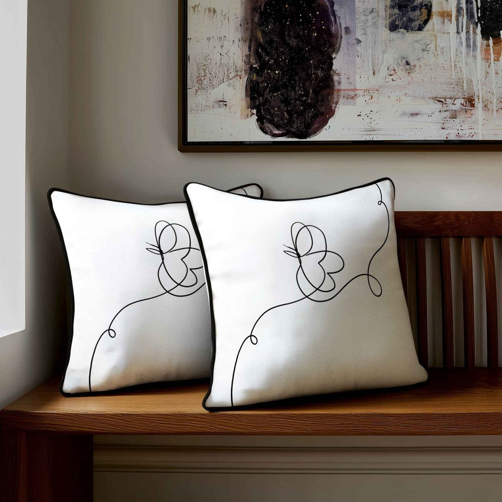 Butterfly | Sustainable Velvet Cushion - White & Black 40 x 40 cm Standard by Izabela Peters