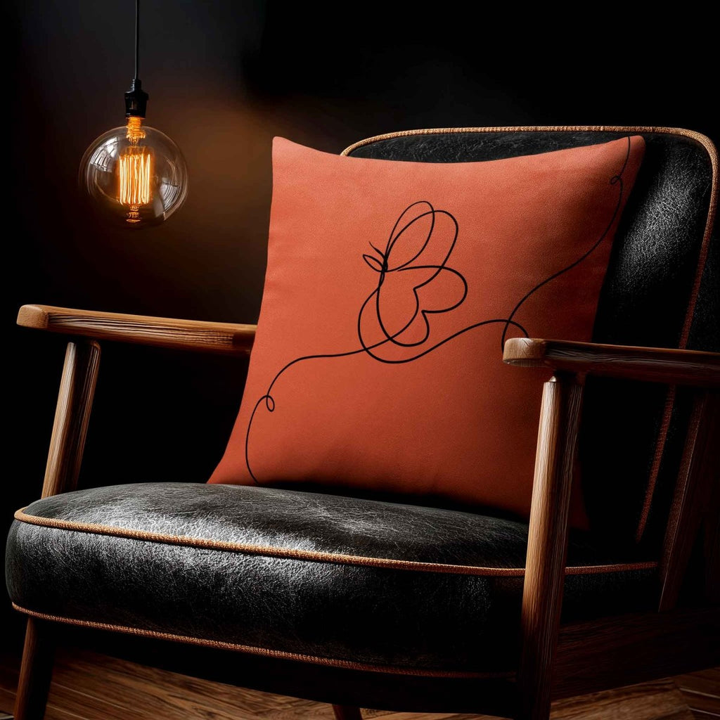 Butterfly | Sustainable Velvet Cushion - Burnt Ochre 40 x 40 cm Standard by Izabela Peters