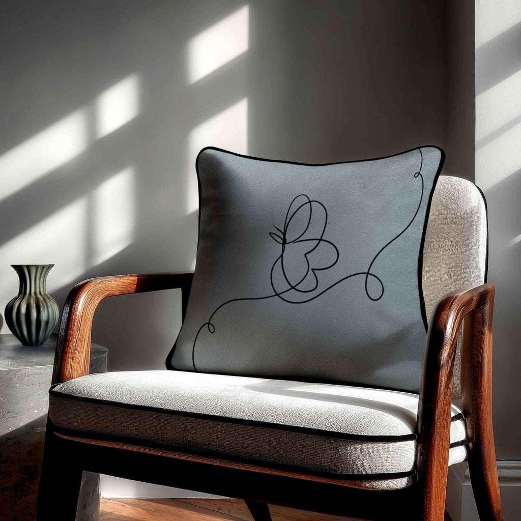 Butterfly | Sustainable Velvet Cushion - French Grey 40 x 40 cm Standard by Izabela Peters