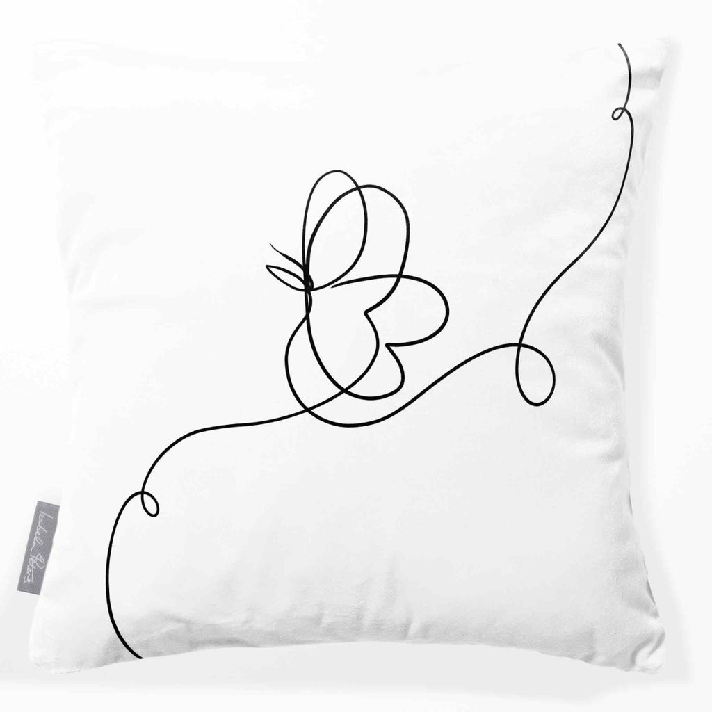Butterfly | Sustainable Velvet Cushion - White & Black 40 x 40 cm Standard by Izabela Peters