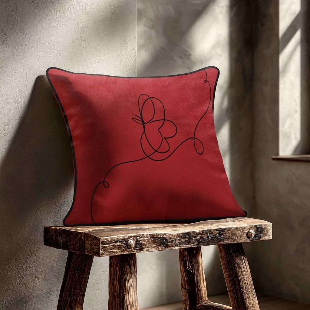 Butterfly | Sustainable Velvet Cushion - Crimson Muse 40 x 40 cm Standard by Izabela Peters