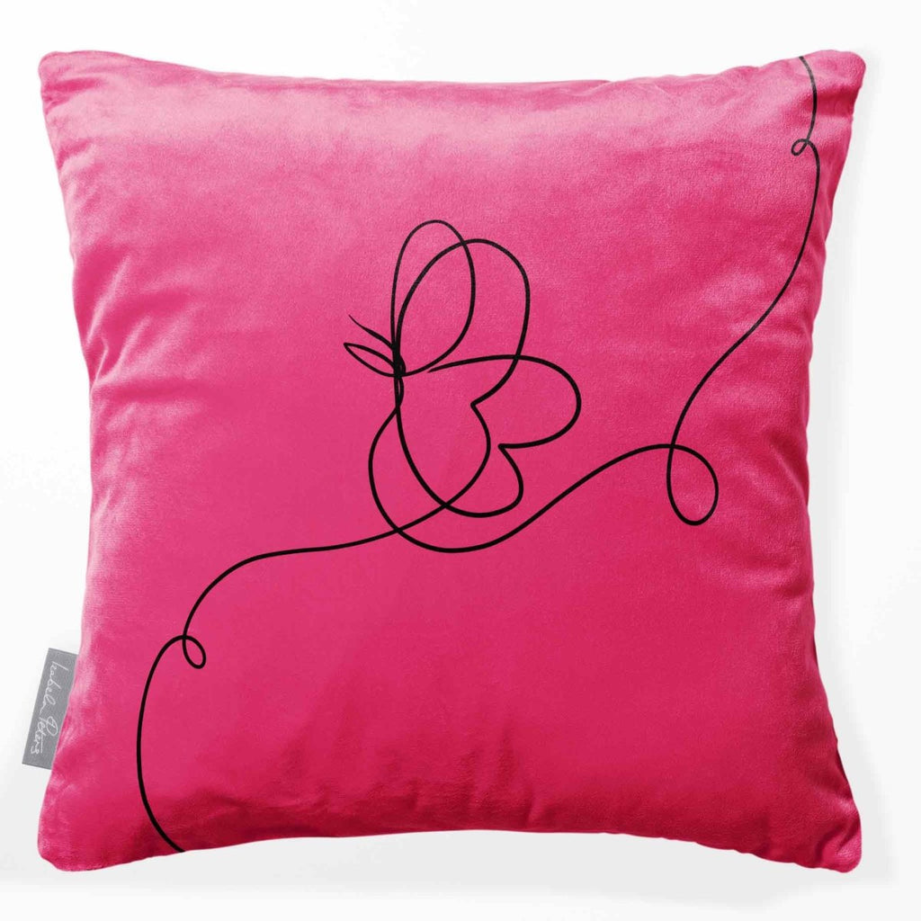 Butterfly | Sustainable Velvet Cushion - Hot Pink 40 x 40 cm Standard by Izabela Peters