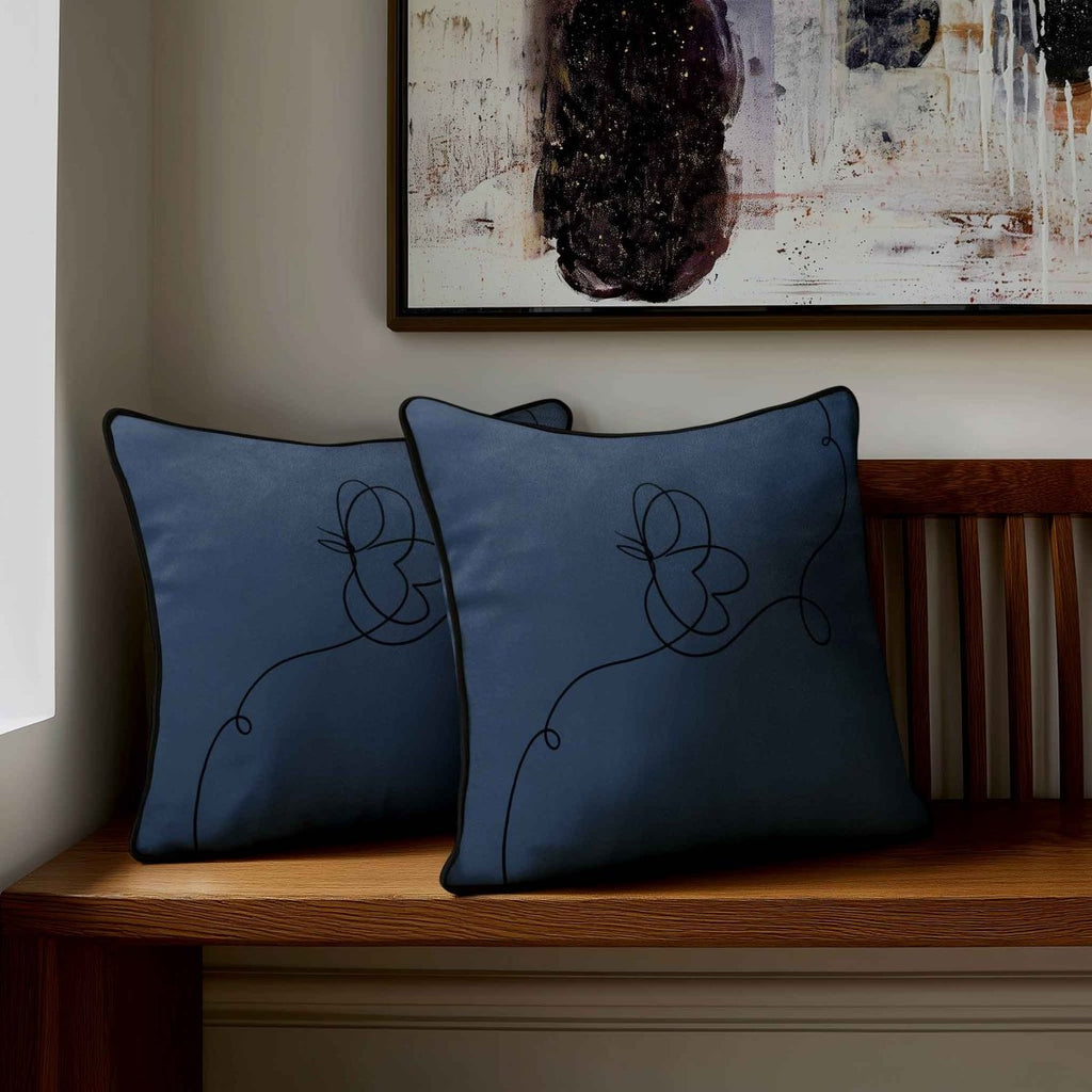 Butterfly | Sustainable Velvet Cushion - Petrol Blue 40 x 40 cm Standard by Izabela Peters
