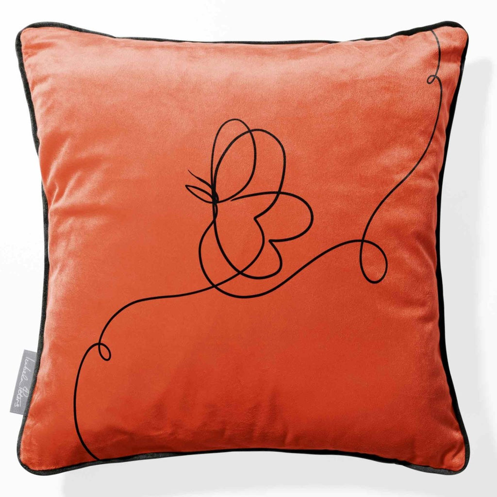 Butterfly | Sustainable Velvet Cushion - Burnt Ochre 40 x 40 cm Piped by Izabela Peters