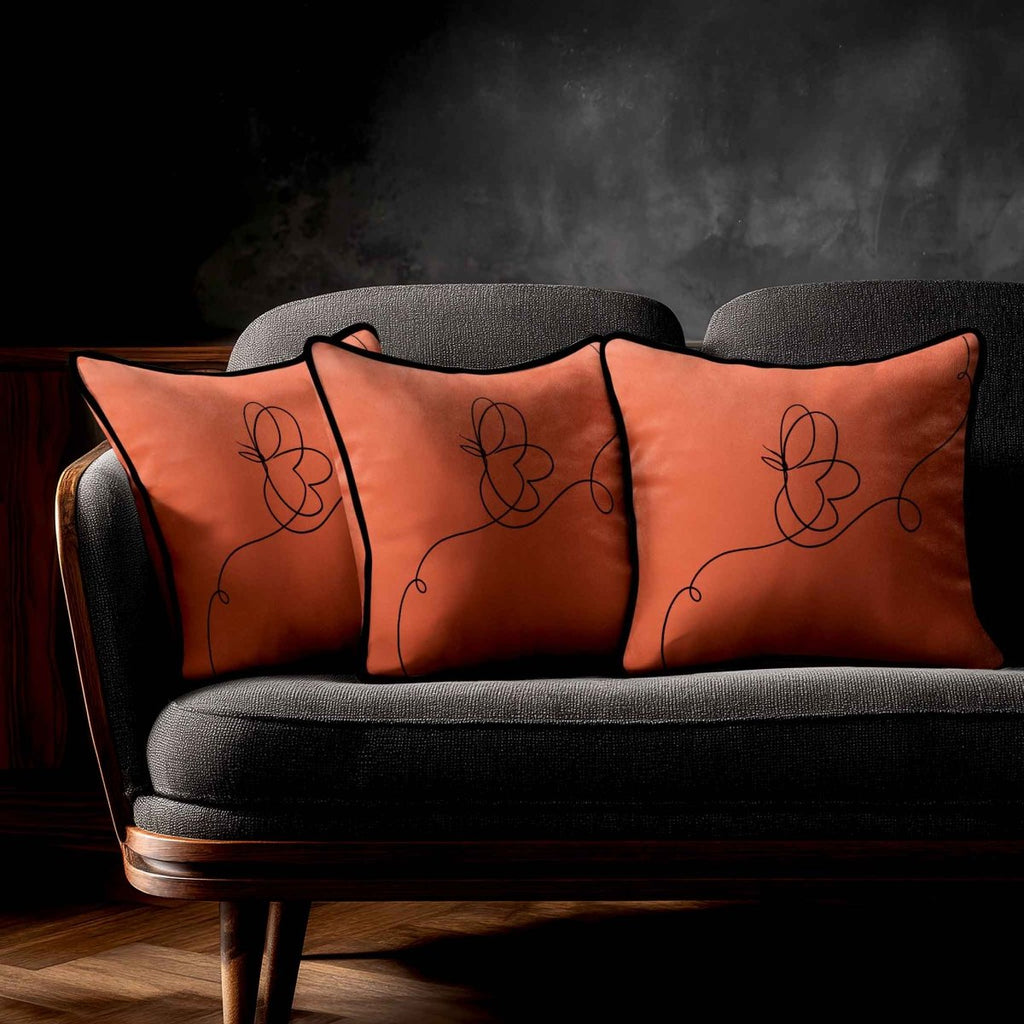 Butterfly | Sustainable Velvet Cushion - Burnt Ochre 40 x 40 cm Standard by Izabela Peters