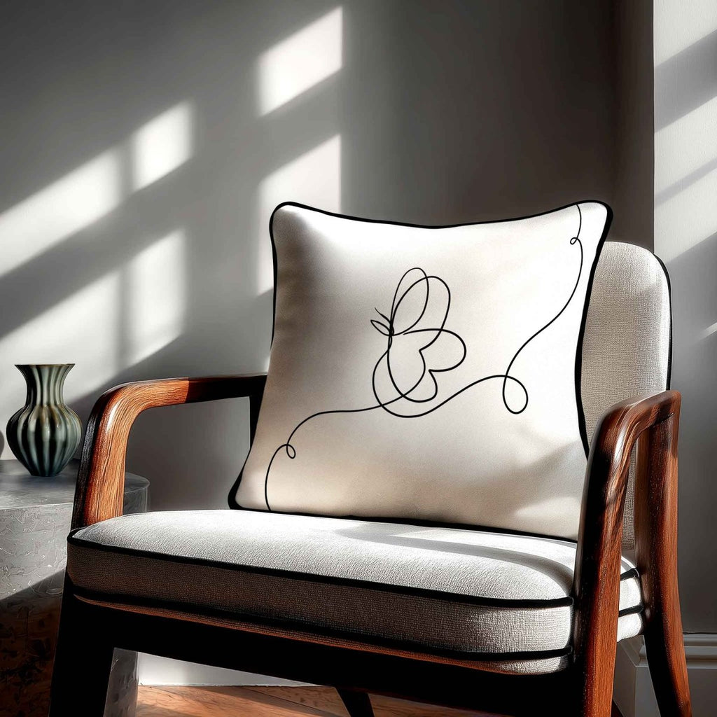Butterfly | Sustainable Velvet Cushion - White & Black 40 x 40 cm Standard by Izabela Peters