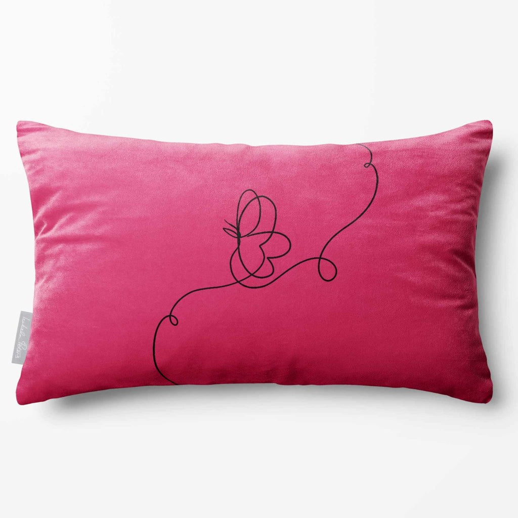 Butterfly | Sustainable Velvet Rectangle Cushion - Hot Pink 50 x 30 cm Standard by Izabela Peters
