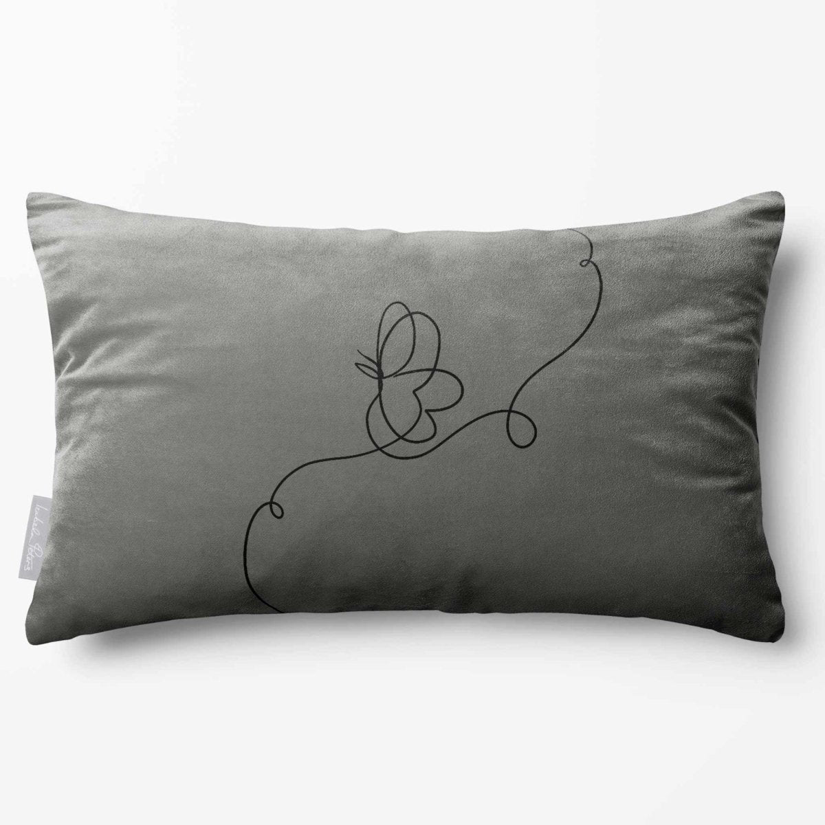Butterfly | Sustainable Velvet Rectangle Cushion - Beluga 50 x 30 cm Standard by Izabela Peters