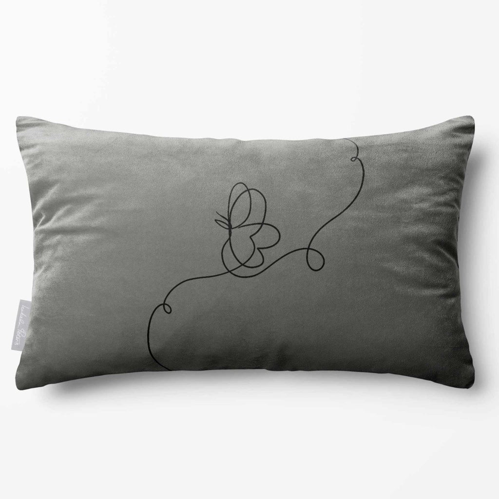 Butterfly | Sustainable Velvet Rectangle Cushion - Beluga 50 x 30 cm Standard by Izabela Peters
