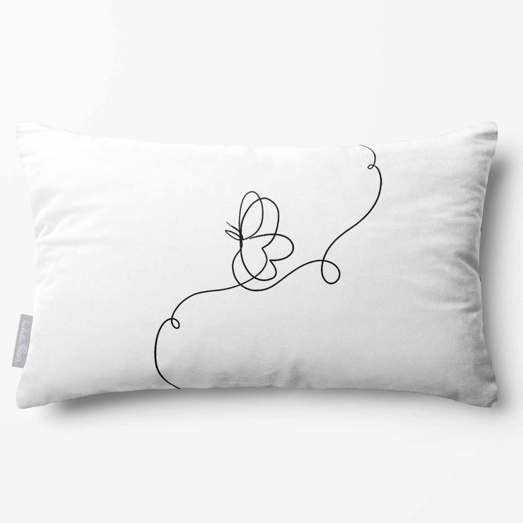 Butterfly | Sustainable Velvet Rectangle Cushion - White & Black 50 x 30 cm Standard by Izabela Peters