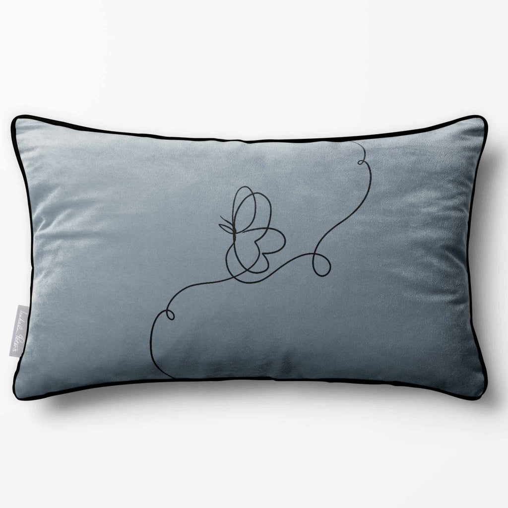 Butterfly | Sustainable Velvet Rectangle Cushion - French Grey 50 x 30 cm Piped by Izabela Peters