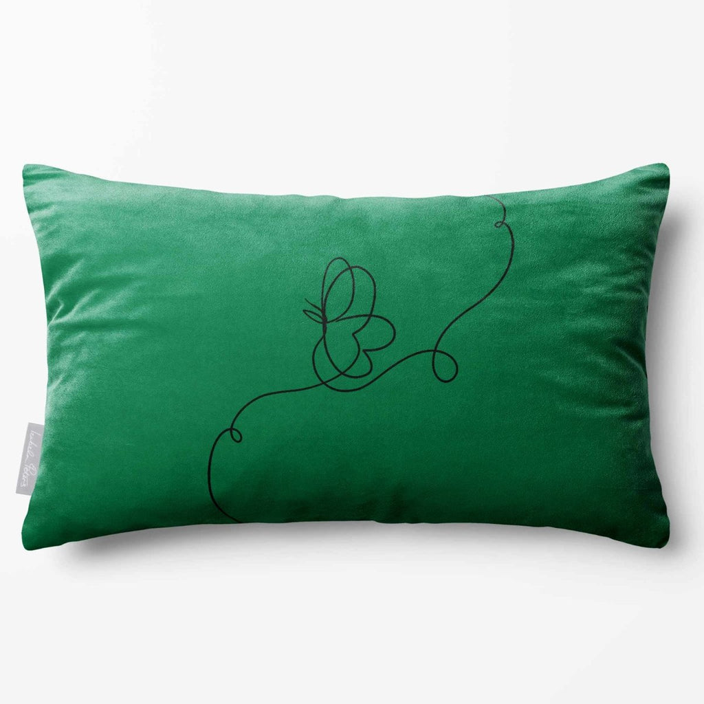 Butterfly | Sustainable Velvet Rectangle Cushion - Emerald Green 50 x 30 cm Standard by Izabela Peters