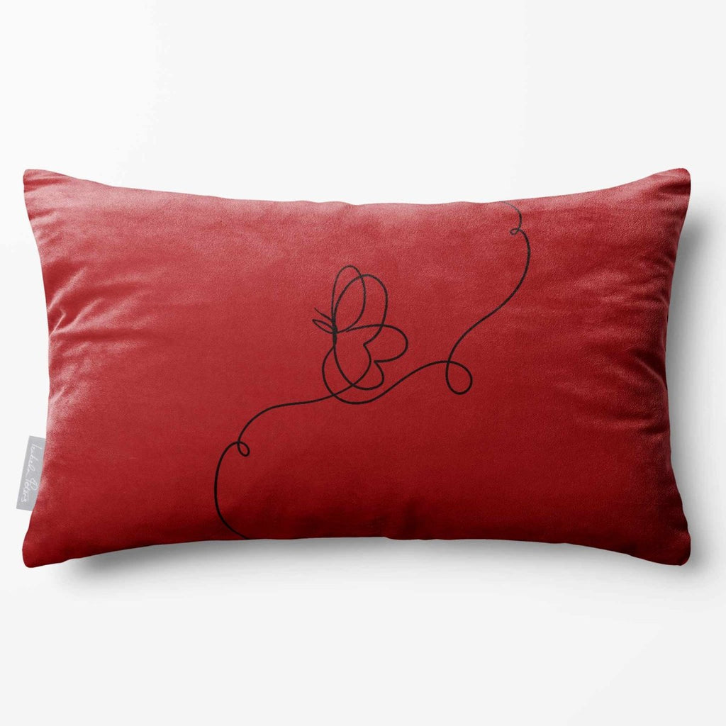 Butterfly | Sustainable Velvet Rectangle Cushion - Crimson Muse 50 x 30 cm Standard by Izabela Peters