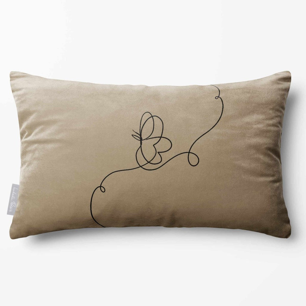 Butterfly | Sustainable Velvet Rectangle Cushion - Taupe 50 x 30 cm Standard by Izabela Peters