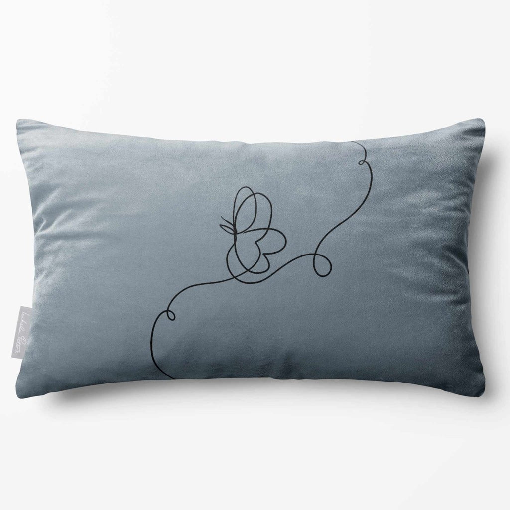 Butterfly | Sustainable Velvet Rectangle Cushion - French Grey 50 x 30 cm Standard by Izabela Peters