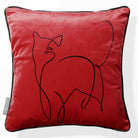 Cat | Sustainable Velvet Cushion - Crimson Muse 40 x 40 cm Piped by Izabela Peters