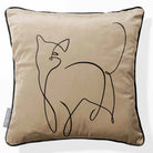 Cat | Sustainable Velvet Cushion - Taupe 40 x 40 cm Piped by Izabela Peters