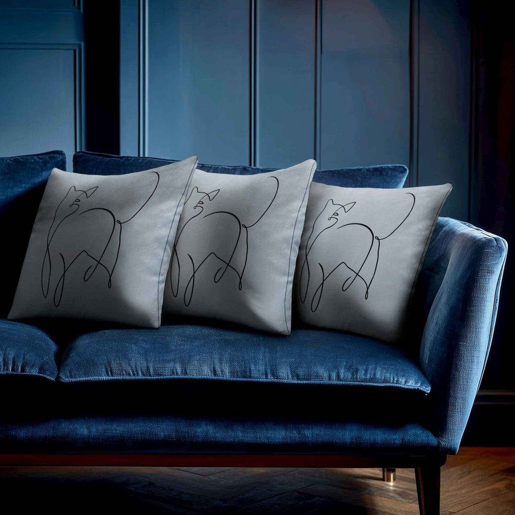 Cat | Sustainable Velvet Cushion - French Grey 40 x 40 cm Standard by Izabela Peters