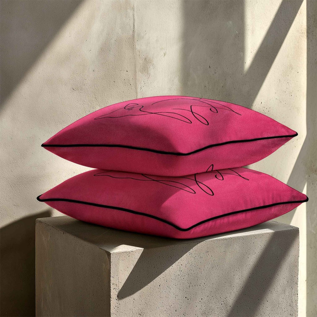 Cat | Sustainable Velvet Cushion - Hot Pink 40 x 40 cm Standard by Izabela Peters