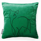 Cat | Sustainable Velvet Cushion - Emerald Green 40 x 40 cm Standard by Izabela Peters