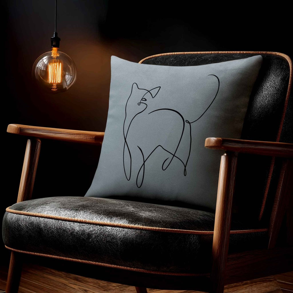 Cat | Sustainable Velvet Cushion - French Grey 40 x 40 cm Standard by Izabela Peters