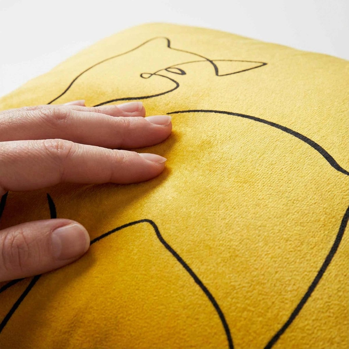 Cat | Sustainable Velvet Cushion - Mustard Ochre 40 x 40 cm Standard by Izabela Peters