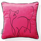 Cat | Sustainable Velvet Cushion - Hot Pink 40 x 40 cm Piped by Izabela Peters
