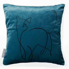 Cat | Sustainable Velvet Cushion - Petrol Blue 40 x 40 cm Standard by Izabela Peters
