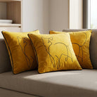 Cat | Sustainable Velvet Cushion - Mustard Ochre 40 x 40 cm Piped by Izabela Peters