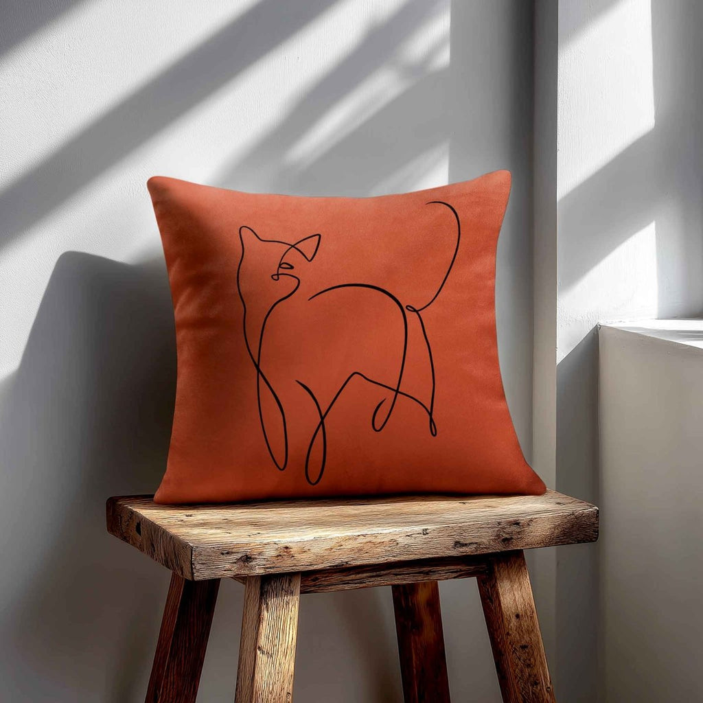 Cat | Sustainable Velvet Cushion - Burnt Ochre 40 x 40 cm Standard by Izabela Peters