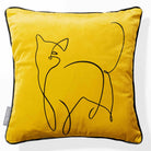 Cat | Sustainable Velvet Cushion - Mustard Ochre 40 x 40 cm Piped by Izabela Peters