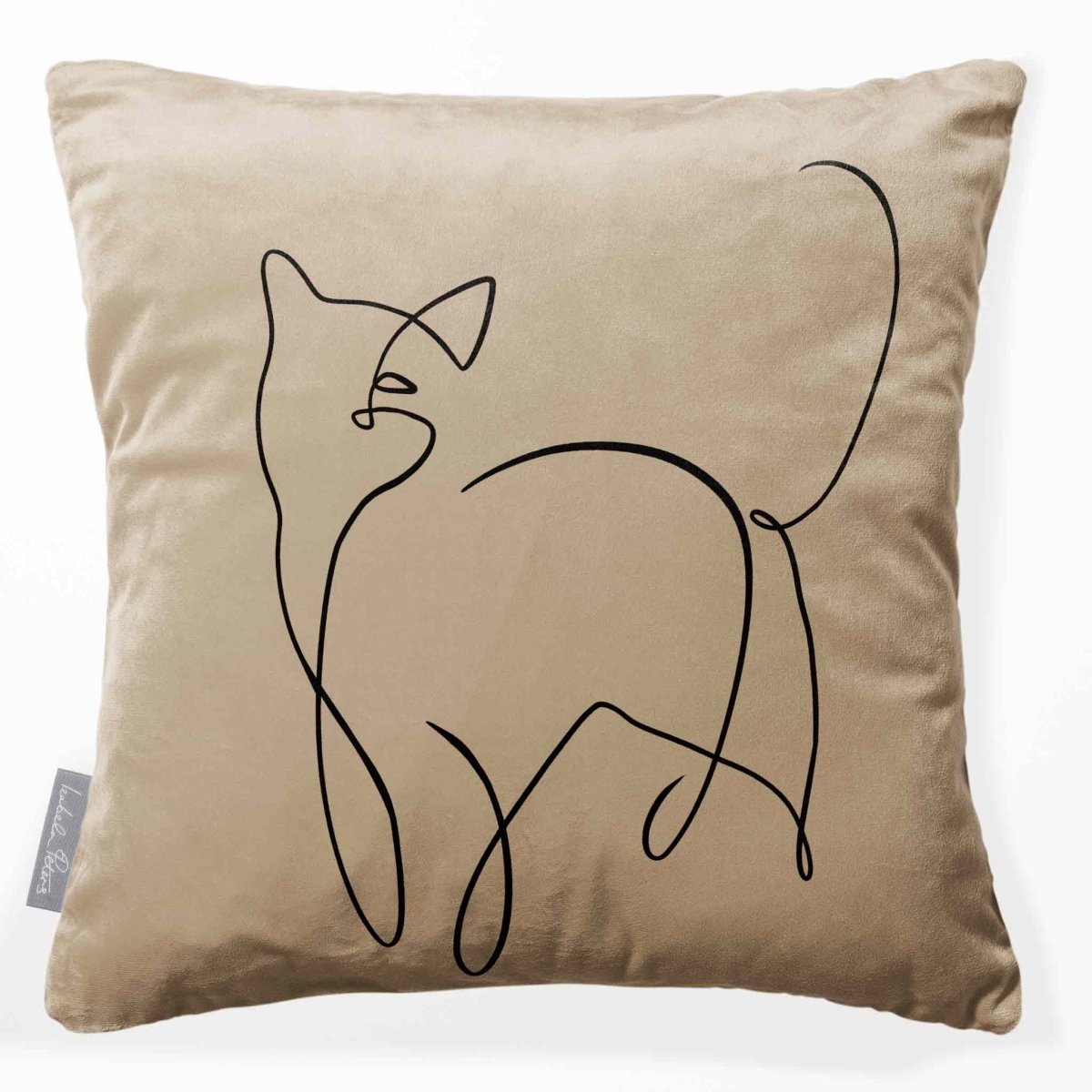 Cat | Sustainable Velvet Cushion - Taupe 40 x 40 cm Standard by Izabela Peters