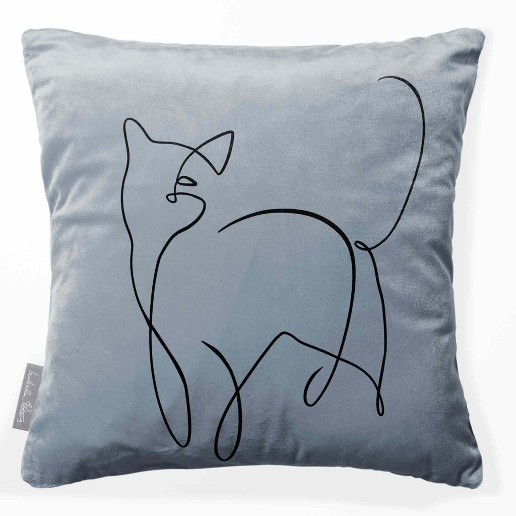 Cat | Sustainable Velvet Cushion - French Grey 40 x 40 cm Standard by Izabela Peters