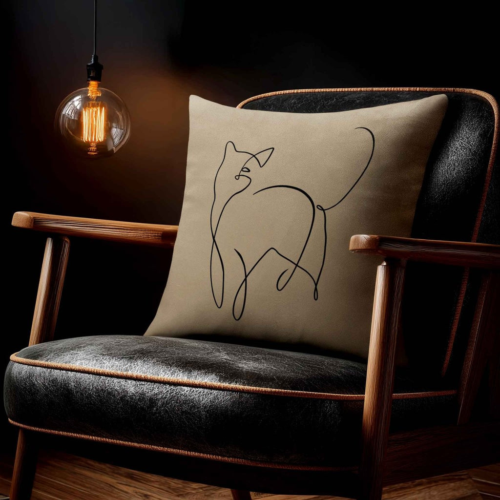 Cat | Sustainable Velvet Cushion - Taupe 40 x 40 cm Standard by Izabela Peters