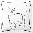 Cat | Sustainable Velvet Cushion - White & Black 40 x 40 cm Piped by Izabela Peters
