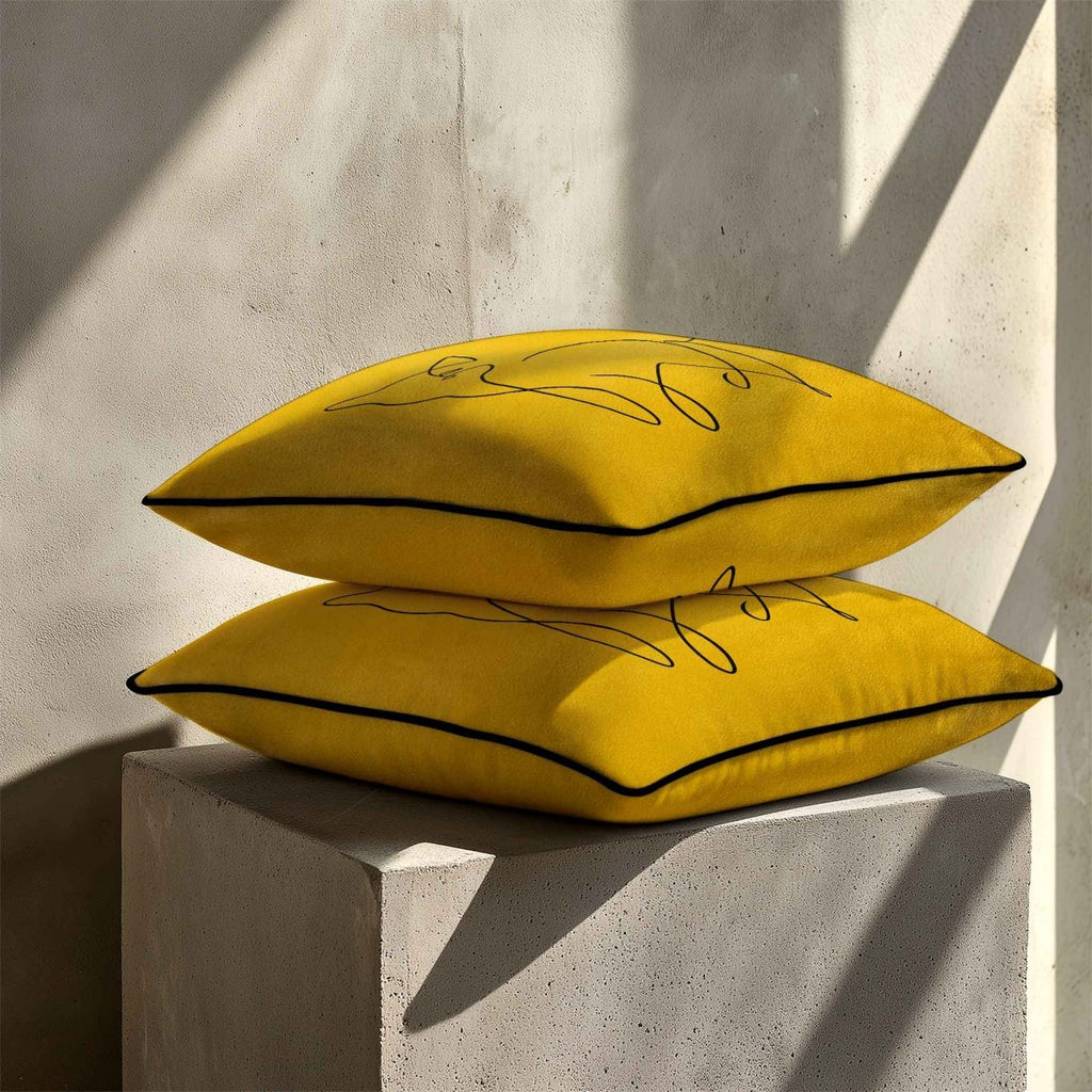 Cat | Sustainable Velvet Cushion - Mustard Ochre 40 x 40 cm Standard by Izabela Peters