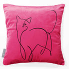 Cat | Sustainable Velvet Cushion - Hot Pink 40 x 40 cm Standard by Izabela Peters
