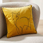 Cat | Sustainable Velvet Cushion - Mustard Ochre 40 x 40 cm Standard by Izabela Peters