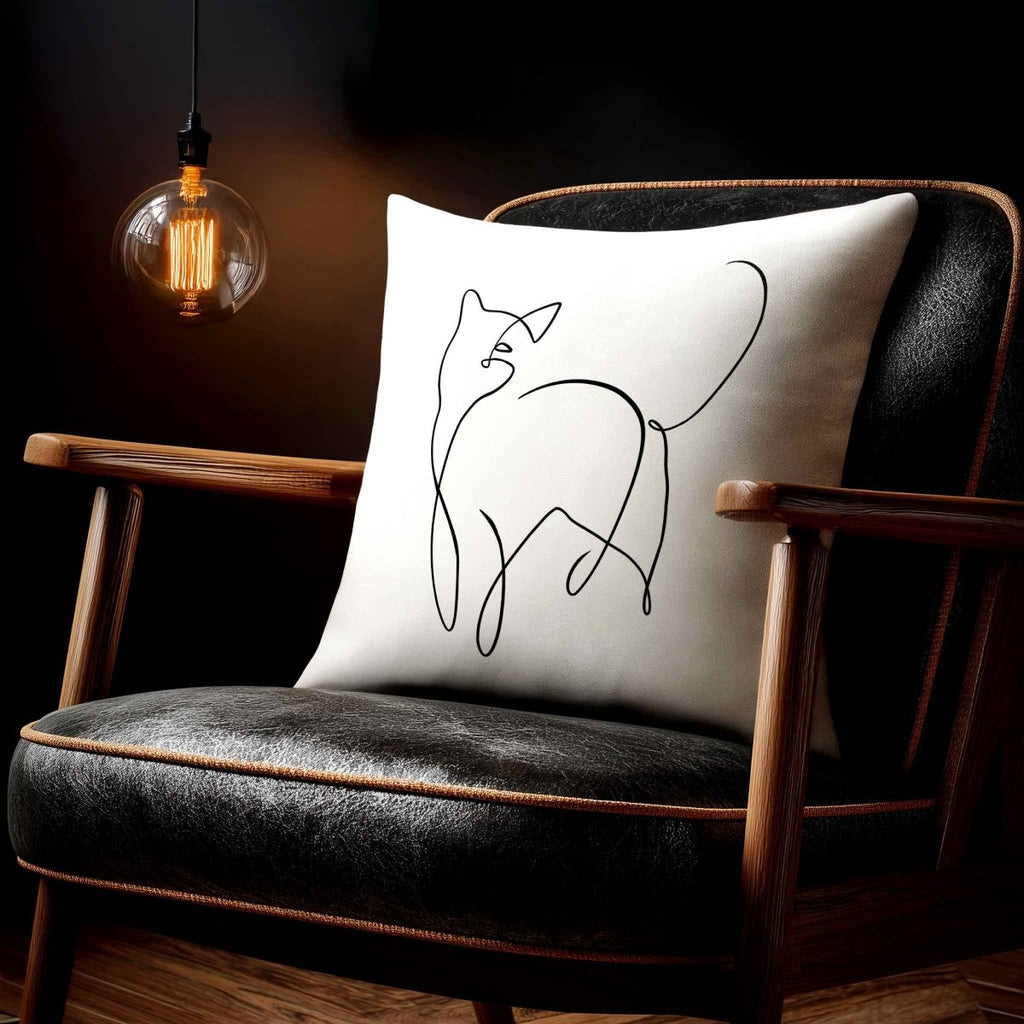 Cat | Sustainable Velvet Cushion - White & Black 40 x 40 cm Standard by Izabela Peters