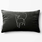 Cat | Sustainable Velvet Rectangle Cushion - Black & White 50 x 30 cm Standard by Izabela Peters