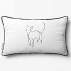Cat | Sustainable Velvet Rectangle Cushion - White & Black 50 x 30 cm Piped by Izabela Peters