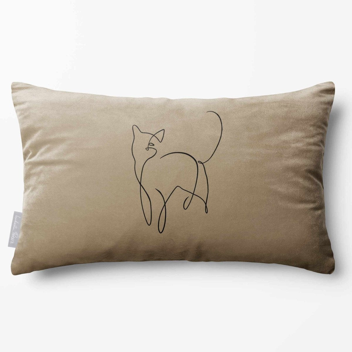 Cat | Sustainable Velvet Rectangle Cushion - Taupe 50 x 30 cm Standard by Izabela Peters