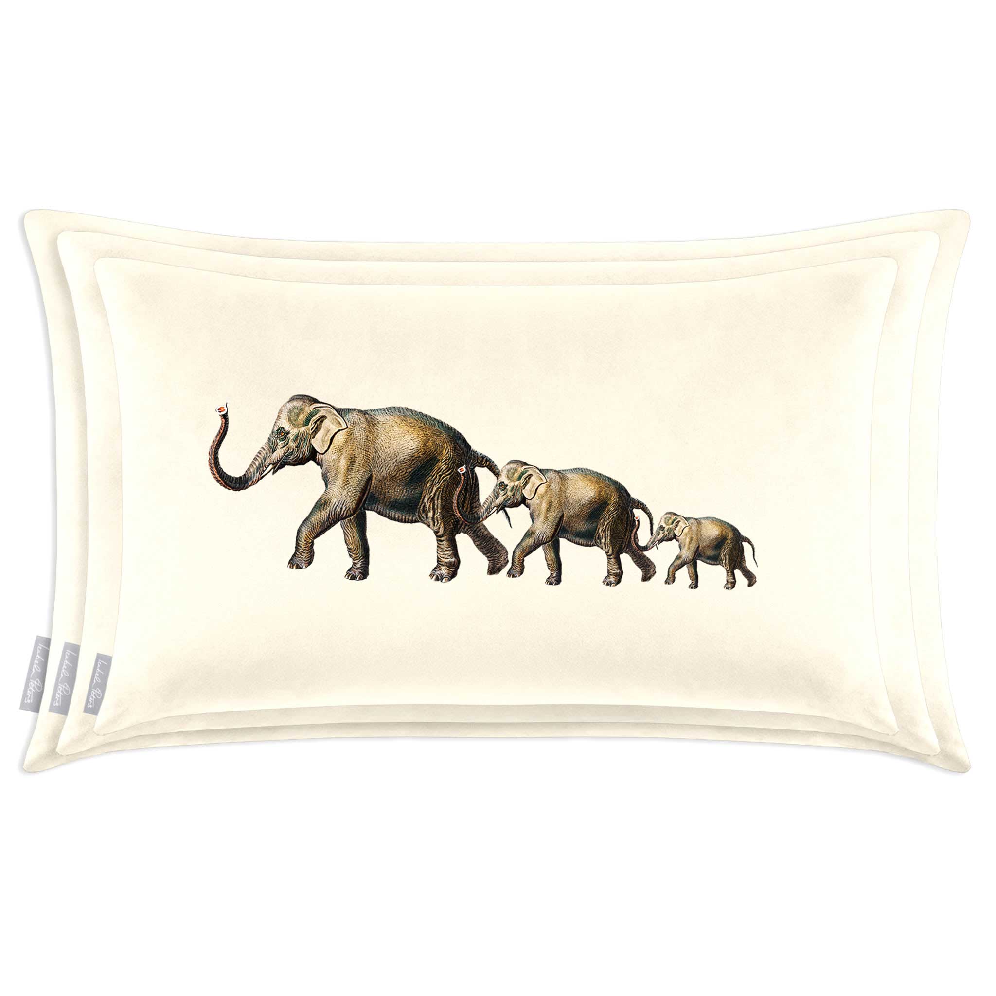 Elephants | Sustainable Velvet Rectangle Cushion - Emerald Green 50 x 30 cm Cover Only by Izabela Peters