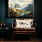 Elephants | Sustainable Velvet Rectangle Cushion - Emerald Green 50 x 30 cm Cover Only by Izabela Peters